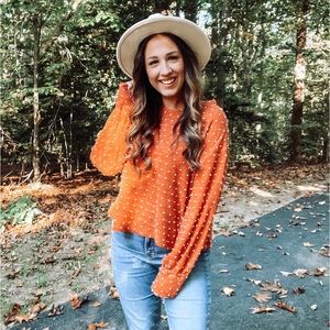 Pink Lily Pom Pom Orange long sleeve sweater